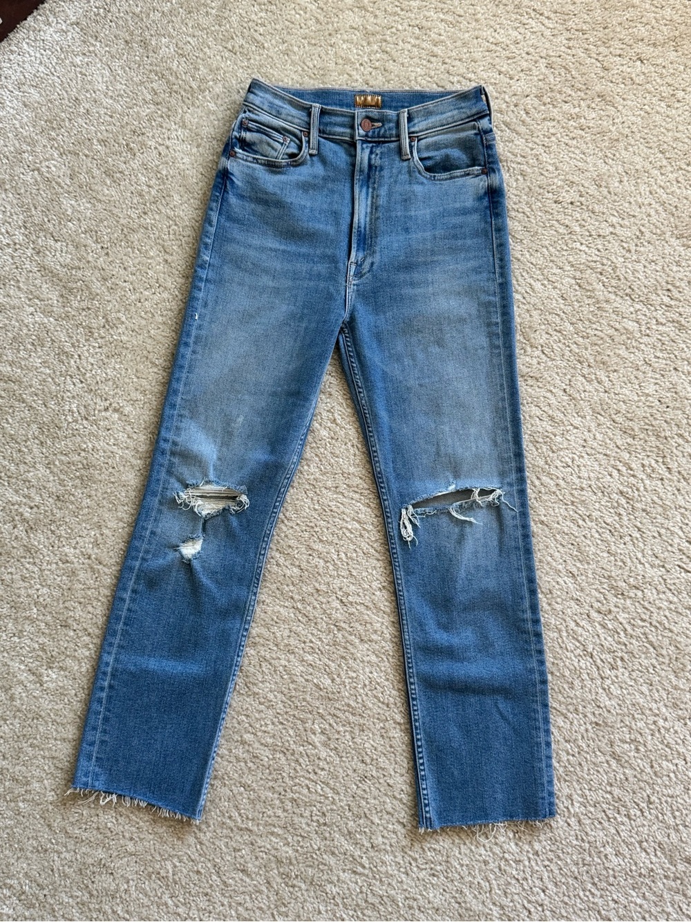 🔹 Mother The High Waisted Rider Ankle Fray Jeans Party Like A Pirate Wash Sz 28 - Picture 2 of 8